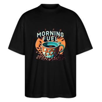 Carburant du matin - T-shirt bio Blaster 2.0 coupe oversize Stanley/Stella Unisexe - noir - Devant - Alina (178cm) & Michal (187cm)