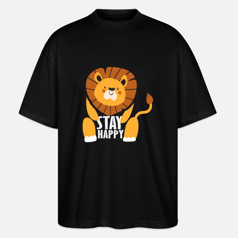 Reste heureux Lion - T-shirt bio Blaster 2.0 coupe oversize Stanley/Stella Unisexe - noir