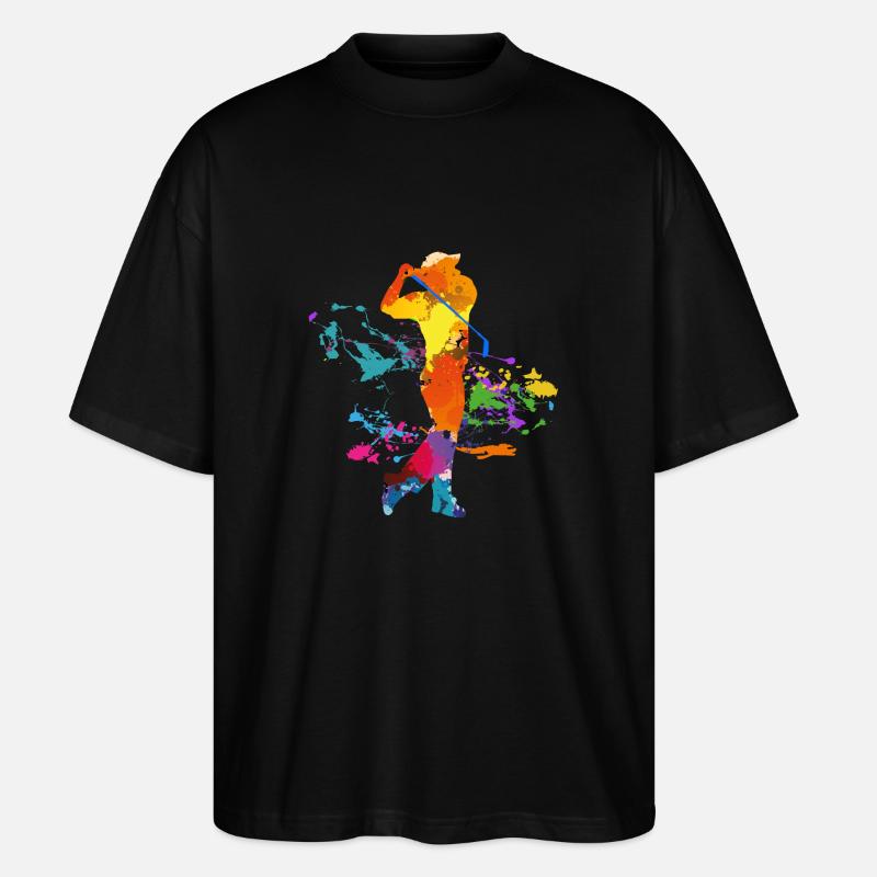 Golfspieler mit Abschlag - Stanley/Stella Oversized Unisex Bio T-Shirt Blaster 2.0 - Schwarz
