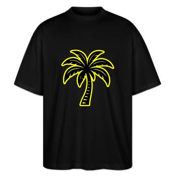 Palme Symbol - Stanley/Stella Oversized Unisex Bio T-Shirt Blaster 2.0 - Schwarz - Vorne - Alina (178cm) & Michal (187cm)
