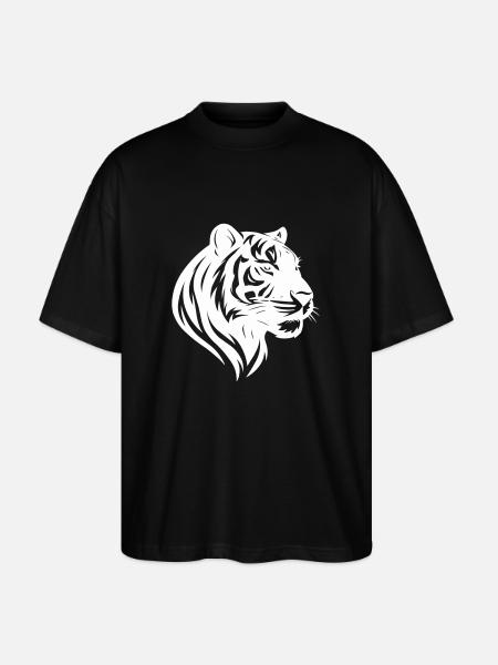 Tiger Head Tribal - Stanley/Stella Oversized Unisex Organic T-shirt Blaster 2.0 - black
