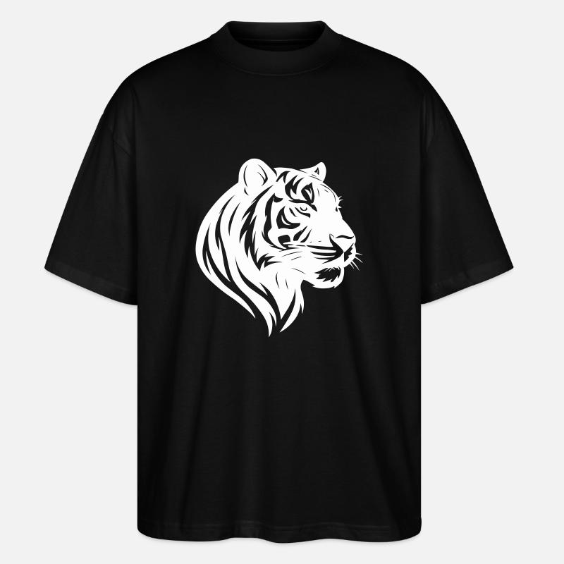 Tête de tigre Tribal - T-shirt bio Blaster 2.0 coupe oversize Stanley/Stella Unisexe - noir