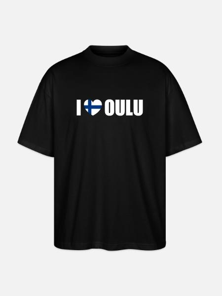 I love Oulu Finland - Stanley/Stella Oversized Unisex Organic T-shirt Blaster 2.0 - black
