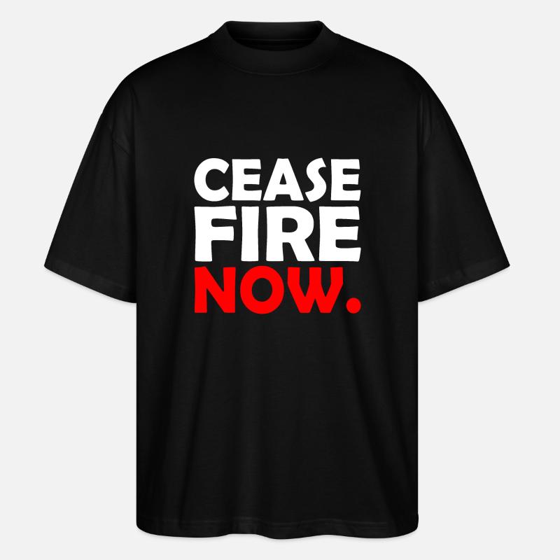 Ceasefire now - T-shirt bio Blaster 2.0 coupe oversize Stanley/Stella Unisexe - noir