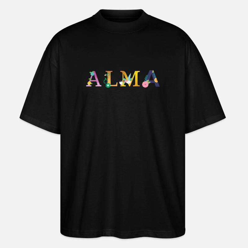 ALMA Name mit Blumen geschmückt - Stanley/Stella Oversized Unisex Bio T-Shirt Blaster 2.0 - Schwarz