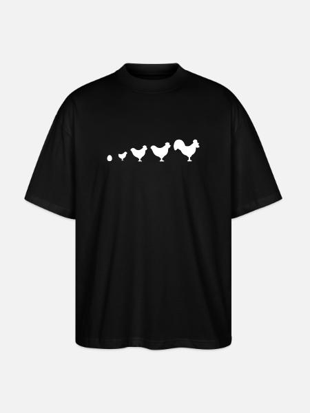 Evolution Farmer Chicken Rooster Funny - Stanley/Stella Oversized Unisex Organic T-shirt Blaster 2.0 - black