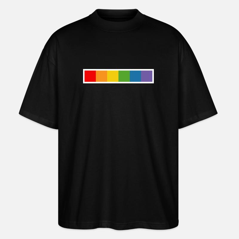 Chemise LGBT CSD arc-en-ciel blanc - T-shirt bio Blaster 2.0 coupe oversize Stanley/Stella Unisexe - noir