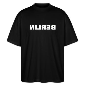 BERLIN - Stanley/Stella Oversized Unisex Bio T-Shirt Blaster 2.0 - Schwarz - Vorne - Alina (178cm) & Michal (187cm)