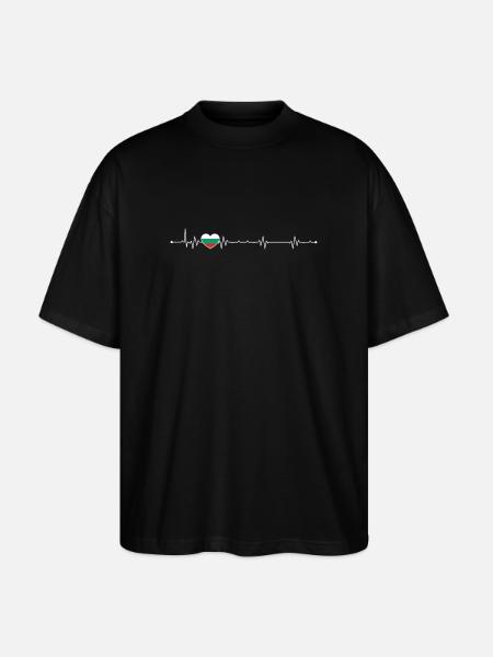 Heartbeat bulgaria flag - Stanley/Stella Oversized Unisex Organic T-shirt Blaster 2.0 - black