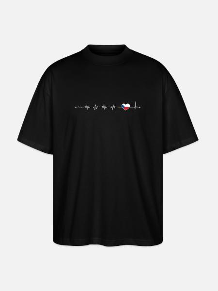 Heartbeat drapeau de la République tchèque - T-shirt bio Blaster 2.0 coupe oversize Stanley/Stella Unisexe - noir