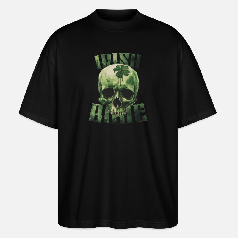 Os irlandais crâne vert Saint-Patrick - T-shirt bio Blaster 2.0 coupe oversize Stanley/Stella Unisexe - noir