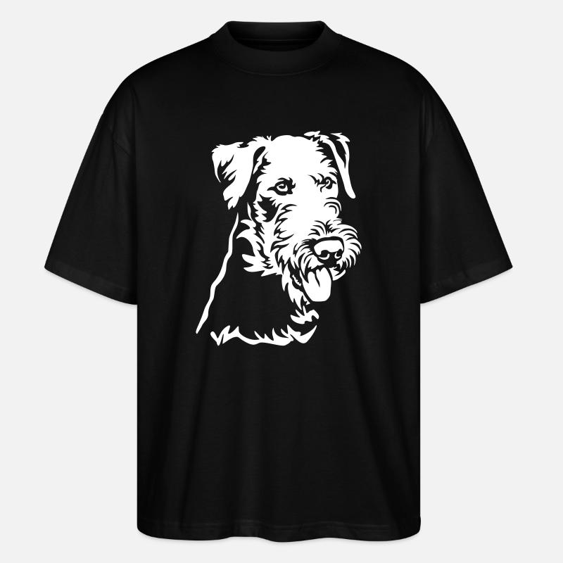 Airedale Terrier Kopf "Black Edition" - Stanley/Stella Oversized Unisex Bio T-Shirt Blaster 2.0 - Schwarz