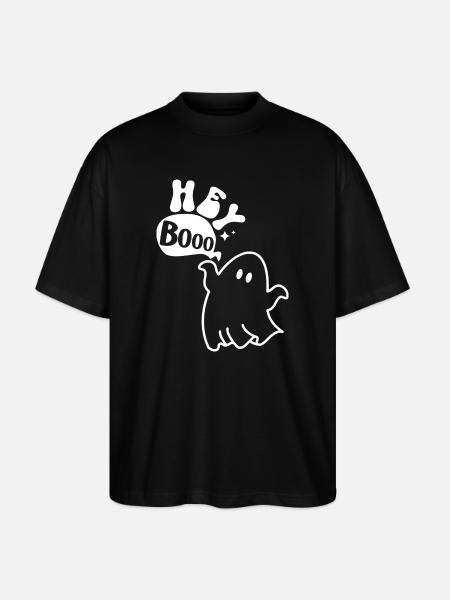 Halloween ghost knows Hey Booo - Stanley/Stella Oversized Unisex Organic T-shirt Blaster 2.0 - black