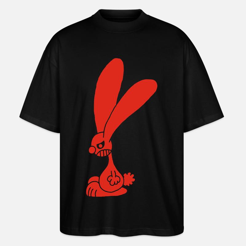 Grumpy red rabbit - Stanley/Stella Oversized Unisex Organic T-shirt Blaster 2.0 - black