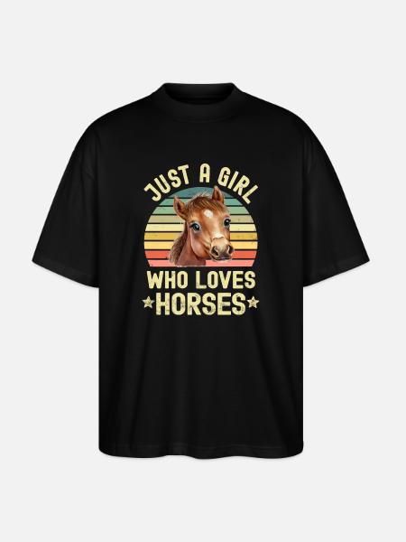 Pferd Pferde - Stanley/Stella Oversized Unisex Bio T-Shirt Blaster 2.0 - Schwarz