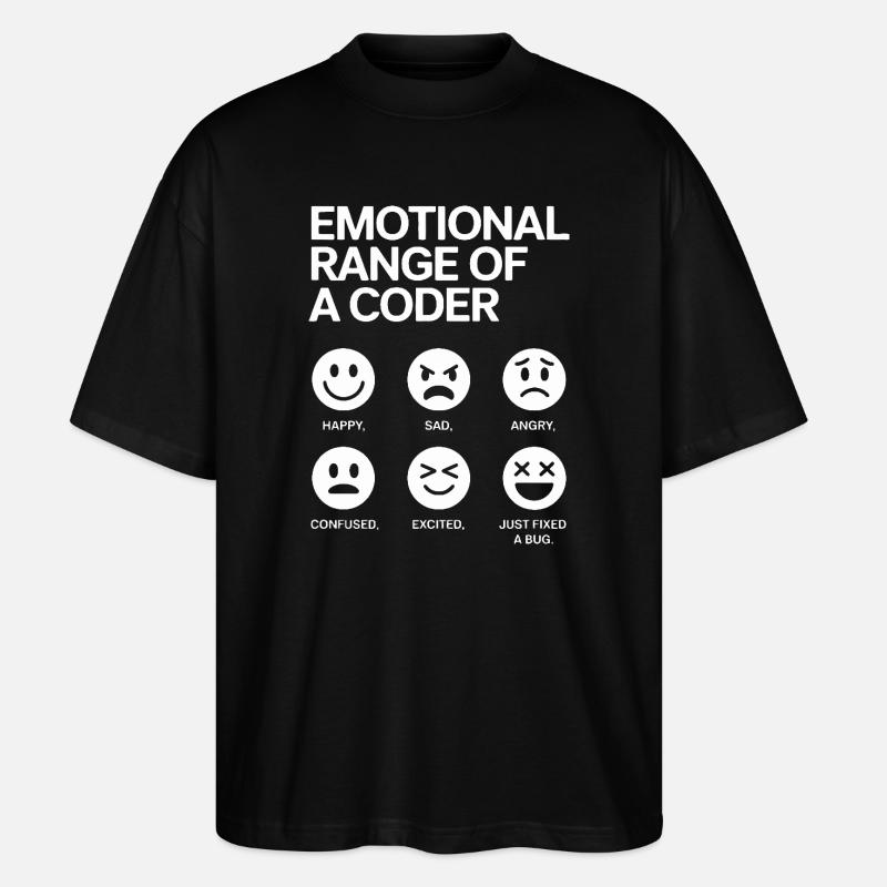 Emotionale Bandbreite eines Programmierers - Stanley/Stella Oversized Unisex Bio T-Shirt Blaster 2.0 - Schwarz