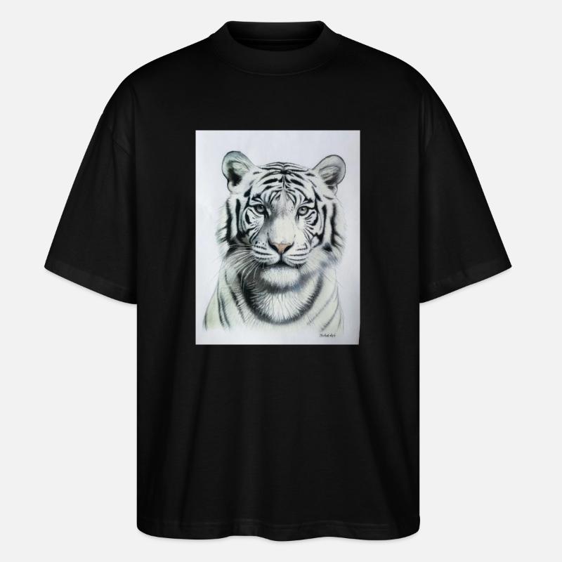 White Tiger - Weisser Tiger - Stanley/Stella Oversized Unisex Bio T-Shirt Blaster 2.0 - Schwarz