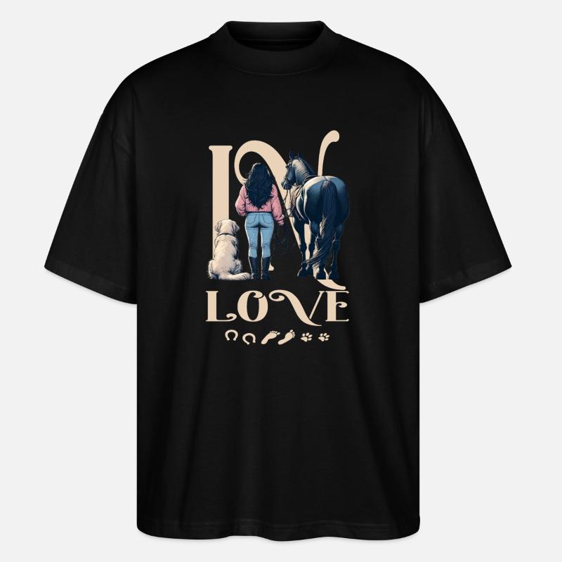 Pferde Liebe - Stanley/Stella Oversized Unisex Bio T-Shirt Blaster 2.0 - Schwarz