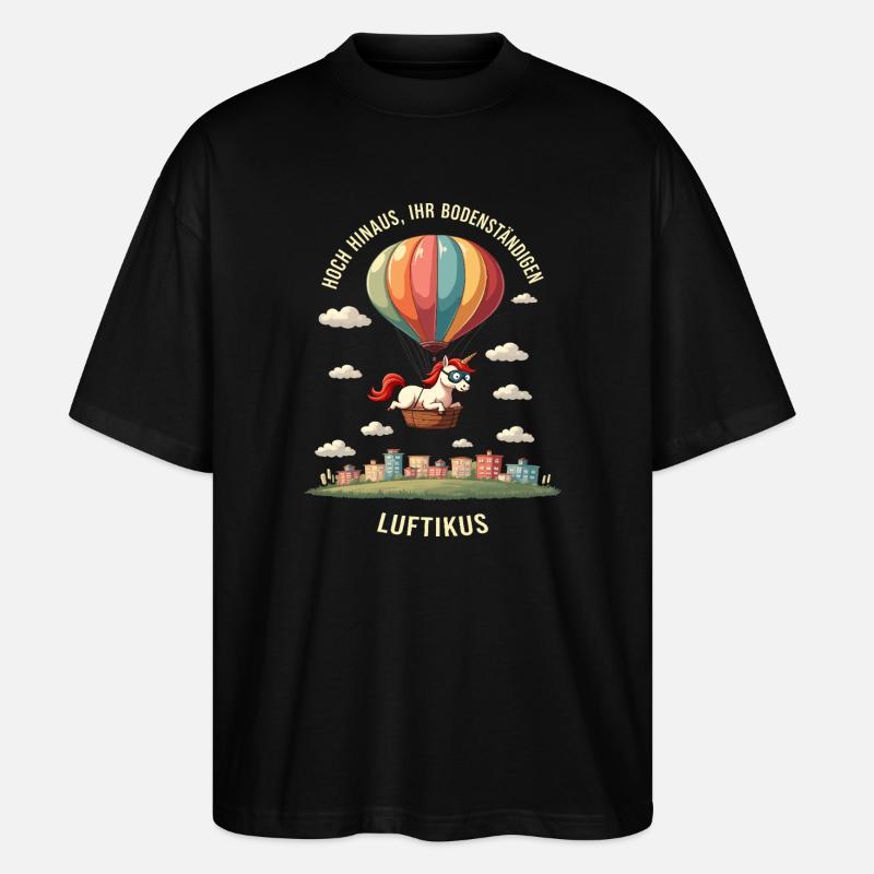 Luftikus-Einhorn - Stanley/Stella Oversized Unisex Bio T-Shirt Blaster 2.0 - Schwarz