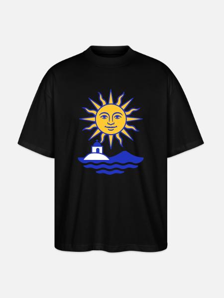 Greece Sun: Sun, Water, Chapel - Stanley/Stella Oversized Unisex Organic T-shirt Blaster 2.0 - black