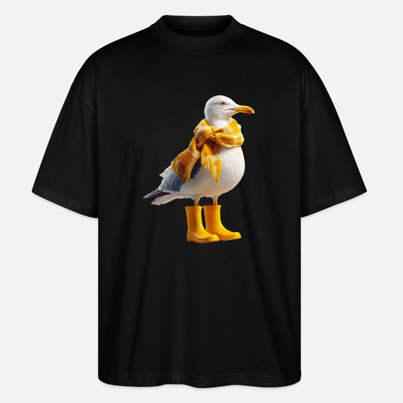 Mouette avec accessoires de pluie - T-shirt bio Blaster 2.0 coupe oversize Stanley/Stella Unisexe - noir