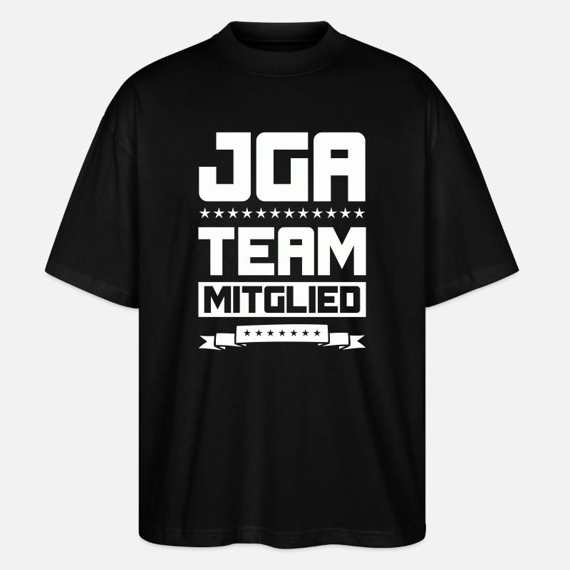 JGA TEAM MITGLIED - Stanley/Stella Oversized Unisex Bio T-Shirt Blaster 2.0 - Schwarz