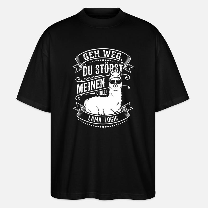 Lama-Logic : Va-t’en, tu me déranges - T-shirt bio Blaster 2.0 coupe oversize Stanley/Stella Unisexe - noir