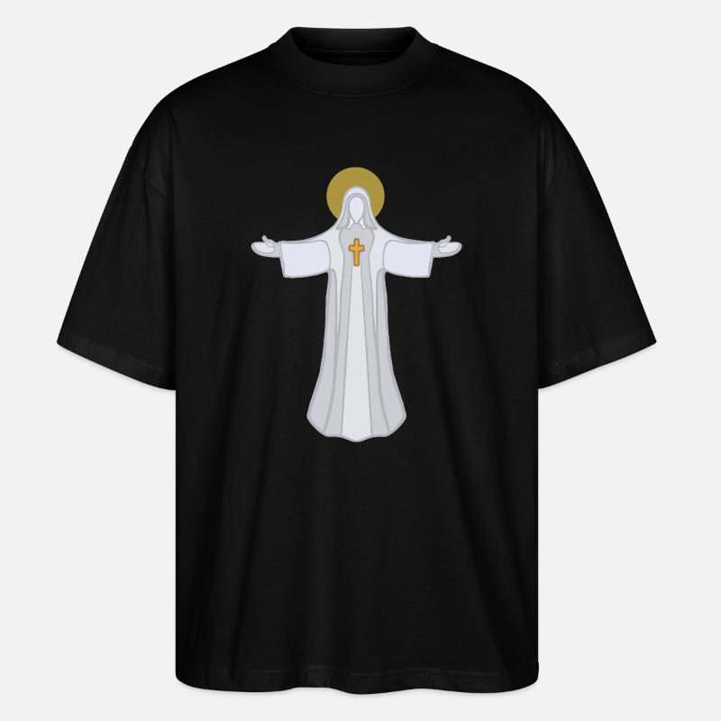Saint Auréole Jésus à bras ouverts - T-shirt bio Blaster 2.0 coupe oversize Stanley/Stella Unisexe - noir
