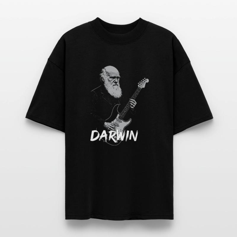 Darwin Playing Guitar Evolution Stanley/Stella Oversized Unisex Organic T-shirt Blaster 2.0