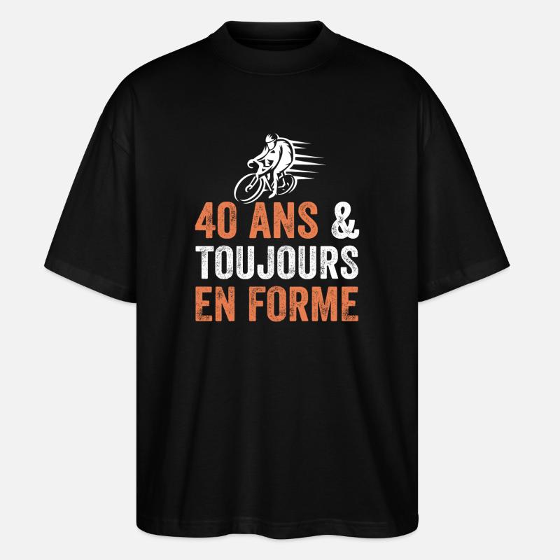 40th anniversary gift Bicycle - Stanley/Stella Oversized Unisex Organic T-shirt Blaster 2.0 - black