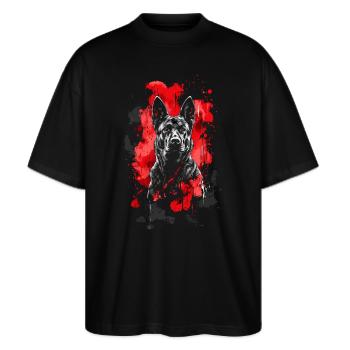 Malinois Portrait Dog Sport Dogs Belgian - Stanley/Stella Oversized Unisex Organic T-shirt Blaster 2.0 - black - Front - Alina (178cm) & Michal (187cm)