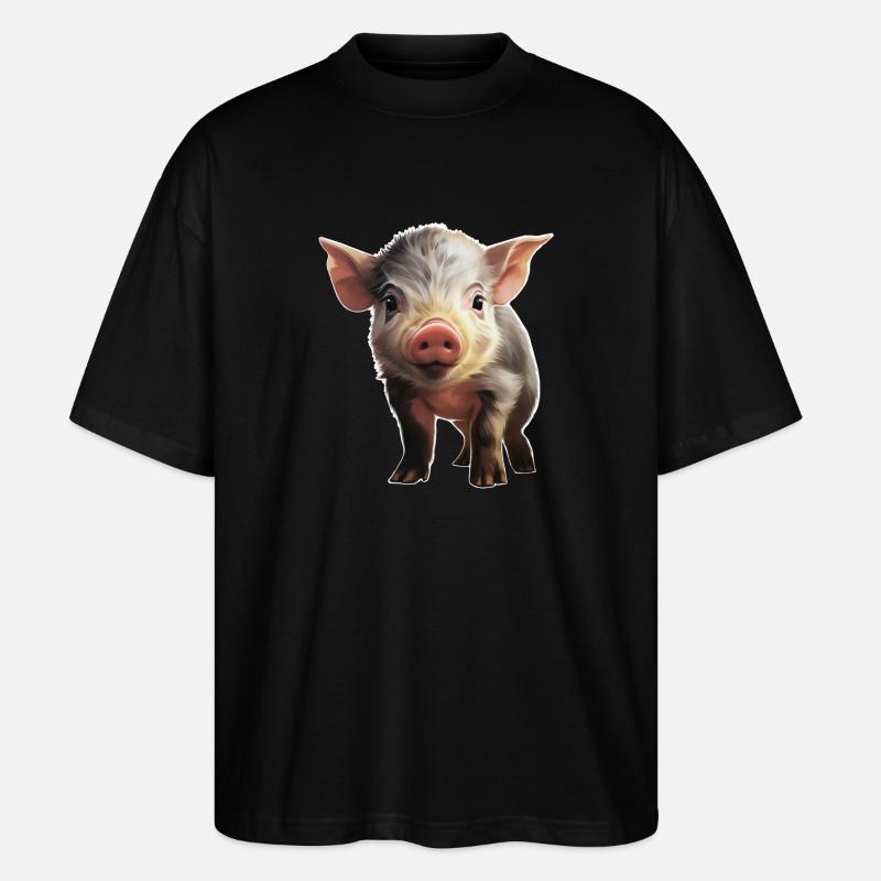 Entzückendes Ferkelchen - Stanley/Stella Oversized Unisex Bio T-Shirt Blaster 2.0 - Schwarz