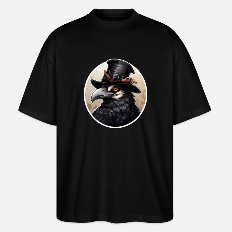 Oiseau avec chapeau Halloween - T-shirt bio Blaster 2.0 coupe oversize Stanley/Stella Unisexe - noir