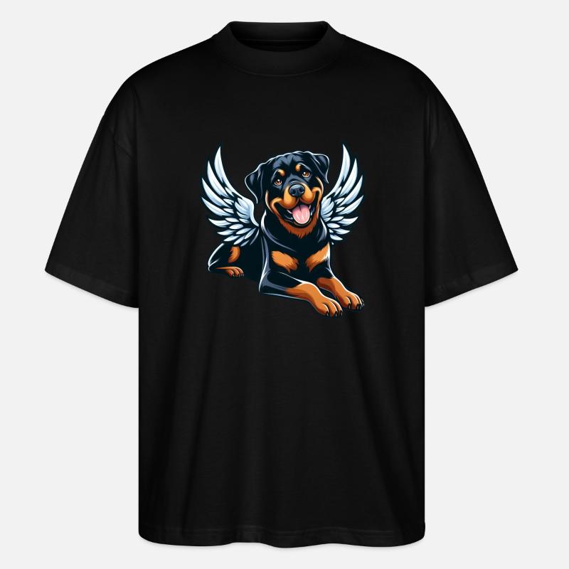 Mignon Rottweiler ange style comique - T-shirt bio Blaster 2.0 coupe oversize Stanley/Stella Unisexe - noir