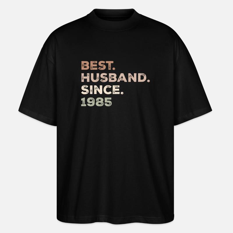 Bester Ehemann seit 1985 Jubiläumsgeschenk - Stanley/Stella Oversized Unisex Bio T-Shirt Blaster 2.0 - Schwarz
