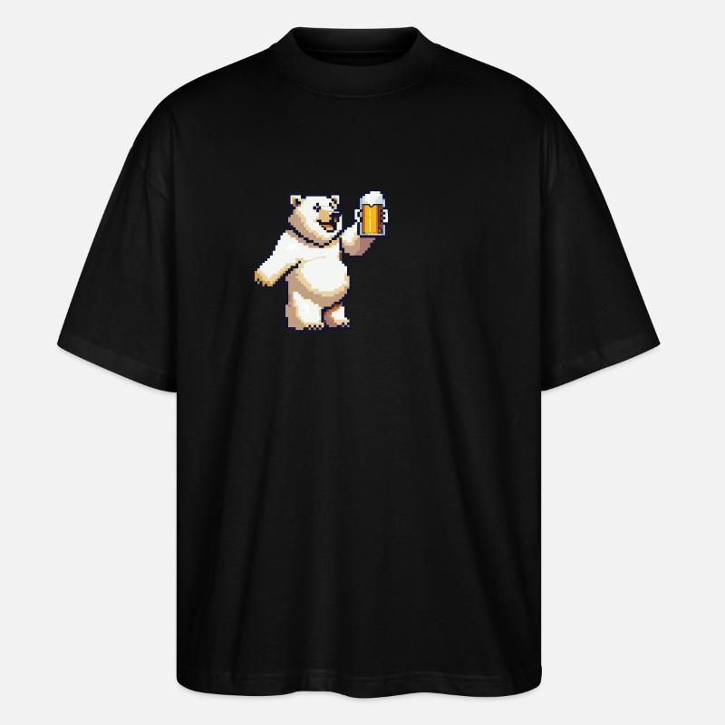 Eisbär Bier Pixel - Stanley/Stella Oversized Unisex Bio T-Shirt Blaster 2.0 - Schwarz