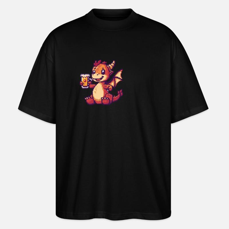 Drache Bier Pixel - Stanley/Stella Oversized Unisex Bio T-Shirt Blaster 2.0 - Schwarz