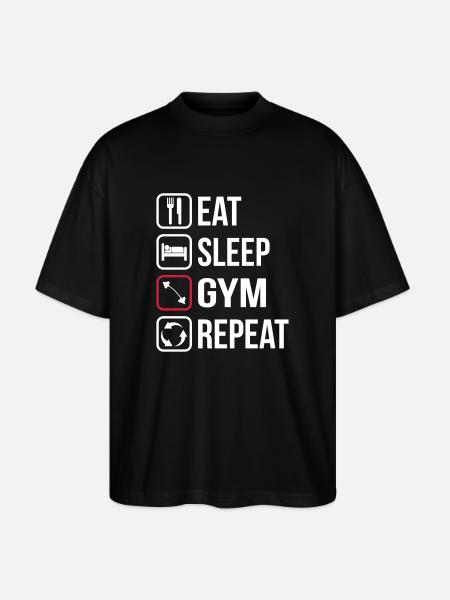 Eat Sleep Gym Repeat - Stanley/Stella Oversized Unisex Organic T-shirt Blaster 2.0 - black