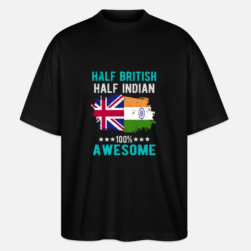 Halb Brite Halb Inder - Stanley/Stella Oversized Unisex Bio T-Shirt Blaster 2.0 - Schwarz