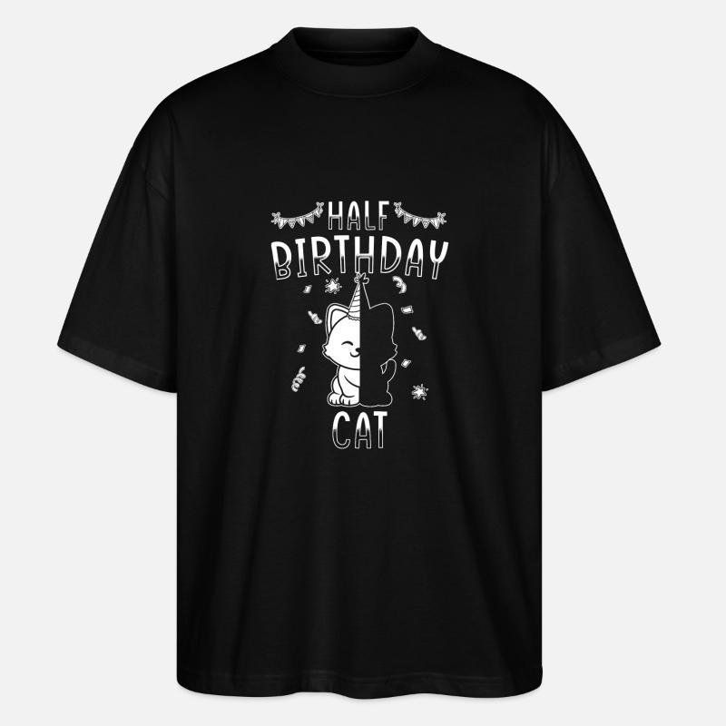 Demi-année 6 mois d’anniversaire chat - T-shirt bio Blaster 2.0 coupe oversize Stanley/Stella Unisexe - noir
