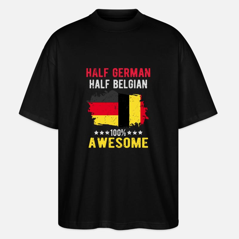 Half German Half Belgian - Stanley/Stella Oversized Unisex Organic T-shirt Blaster 2.0 - black