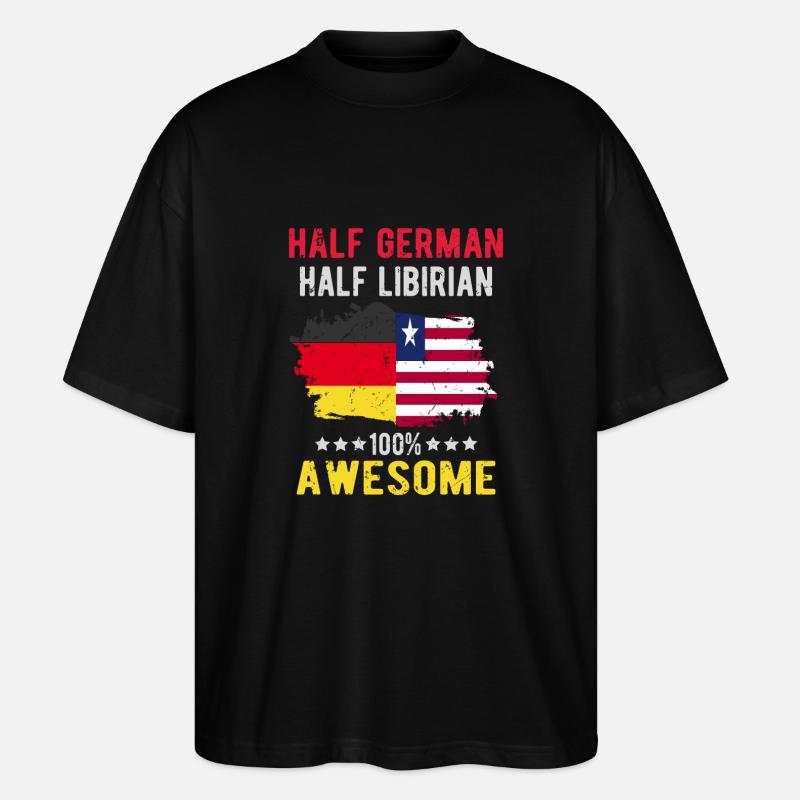 Halb Deutsch Halb Libyer - Stanley/Stella Oversized Unisex Bio T-Shirt Blaster 2.0 - Schwarz