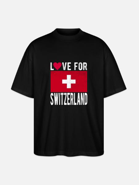Schweiz Fahne - Stanley/Stella Oversized Unisex Bio T-Shirt Blaster 2.0 - Schwarz
