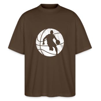 Basketball - Dunks, Dribbles et Slams - T-shirt bio Blaster 2.0 coupe oversize Stanley/Stella Unisexe - marron foncé - Devant - Alina (178cm) & Michal (187cm)