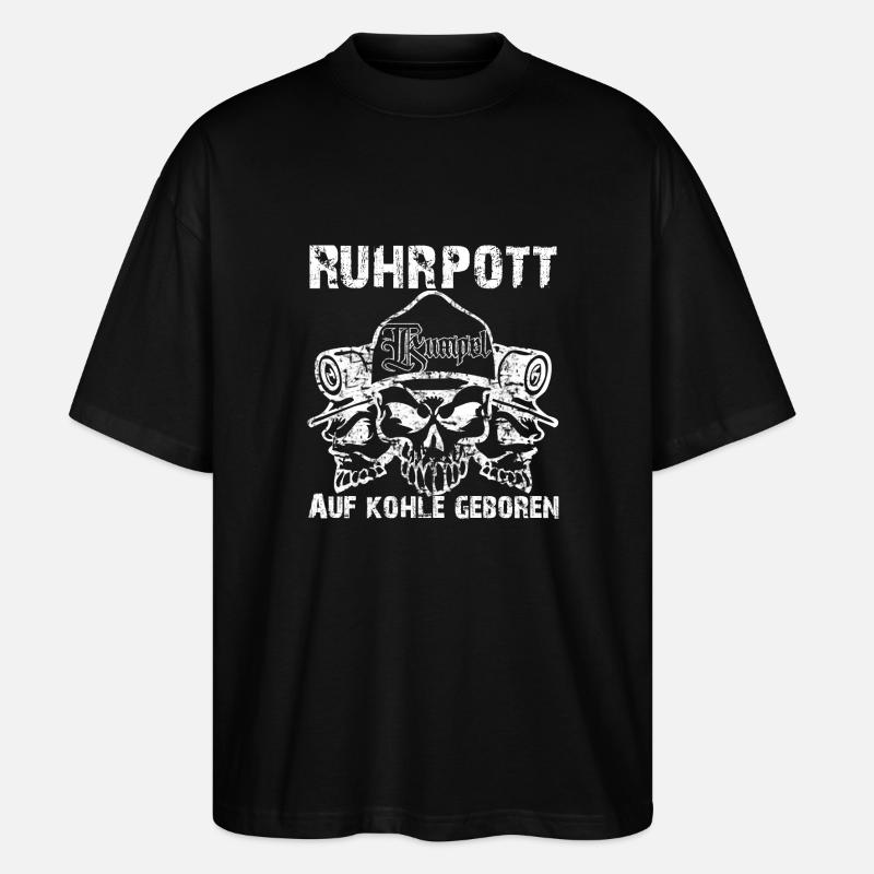 Ruhrpott 3 Skull Bergmann - Stanley/Stella Oversized Unisex Bio T-Shirt Blaster 2.0 - Schwarz
