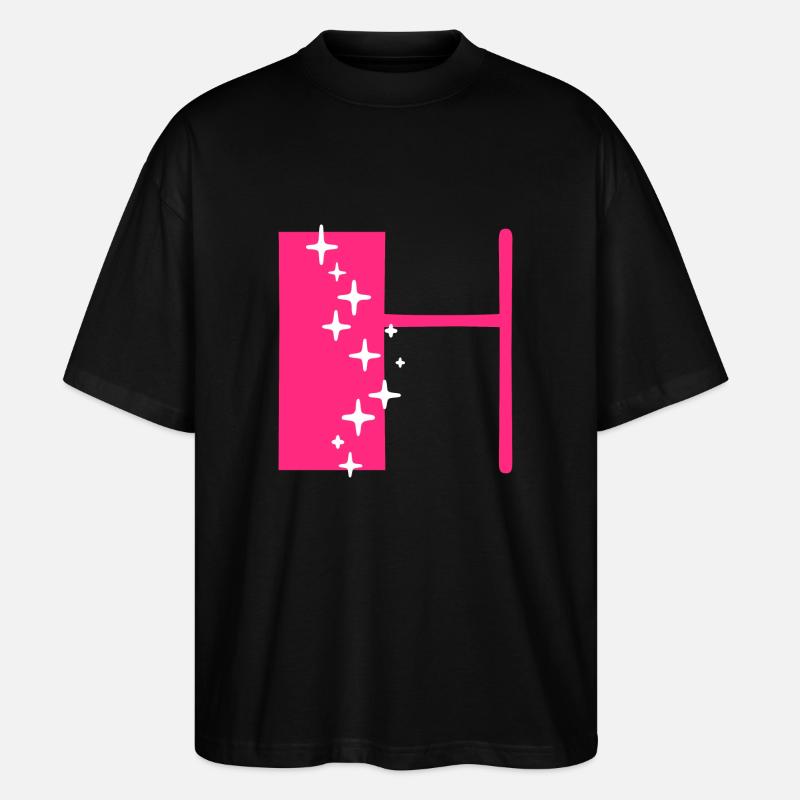 Buchstabe H Glitzer - Stanley/Stella Oversized Unisex Bio T-Shirt Blaster 2.0 - Schwarz