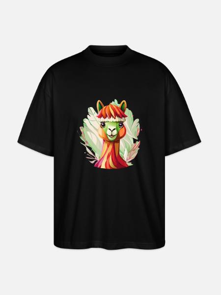Splash Art Lama - Stanley/Stella Oversized Unisex Bio T-Shirt Blaster 2.0 - Schwarz