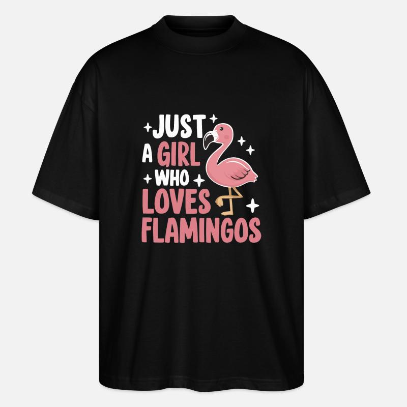Flamingo Tier Rosa - Stanley/Stella Oversized Unisex Bio T-Shirt Blaster 2.0 - Schwarz
