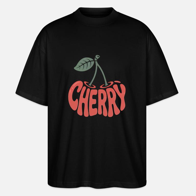 Kirsche - Cooles Frucht-Logo - Stanley/Stella Oversized Unisex Bio T-Shirt Blaster 2.0 - Schwarz