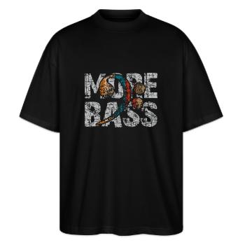 Mehr Bass bitte Bassschlüssel für Bassgitarristen - Stanley/Stella Oversized Unisex Bio T-Shirt Blaster 2.0 - Schwarz - Vorne - Alina (178cm) & Michal (187cm)